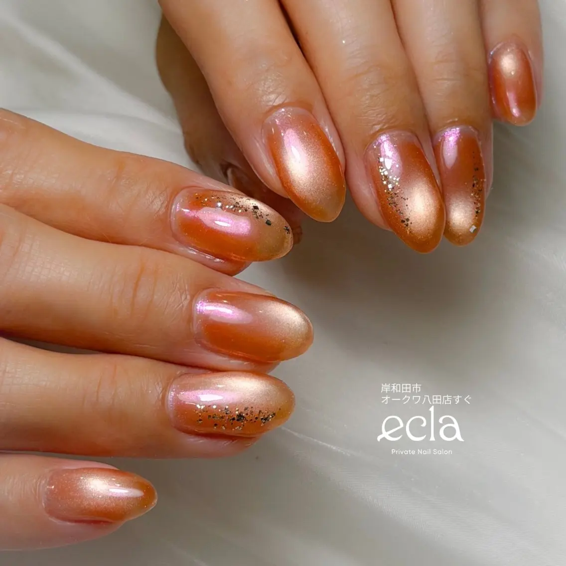 ネイル オレンジ ピンク Nail Salon ecla 〜エクラ〜のネイルデザイン