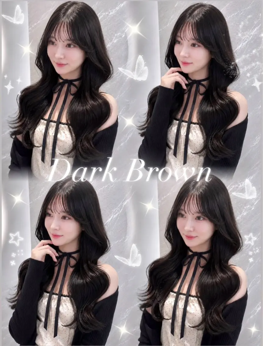 セミロング カラー ヘアアレンジ 黒髪 ブルーカラー ブルーブラック ブラウンカラー 透明感カラー カット ヘアカラー 🖤kana韓国ヘア 艶髪カラー特化🖤のヘアスタイル
