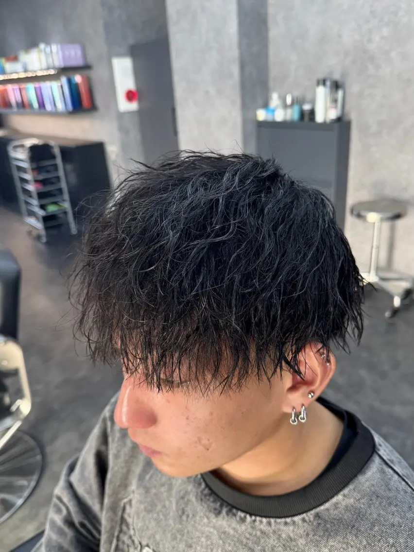 パーマ メンズ カット パーマ 深野 ちさとのヘアスタイル