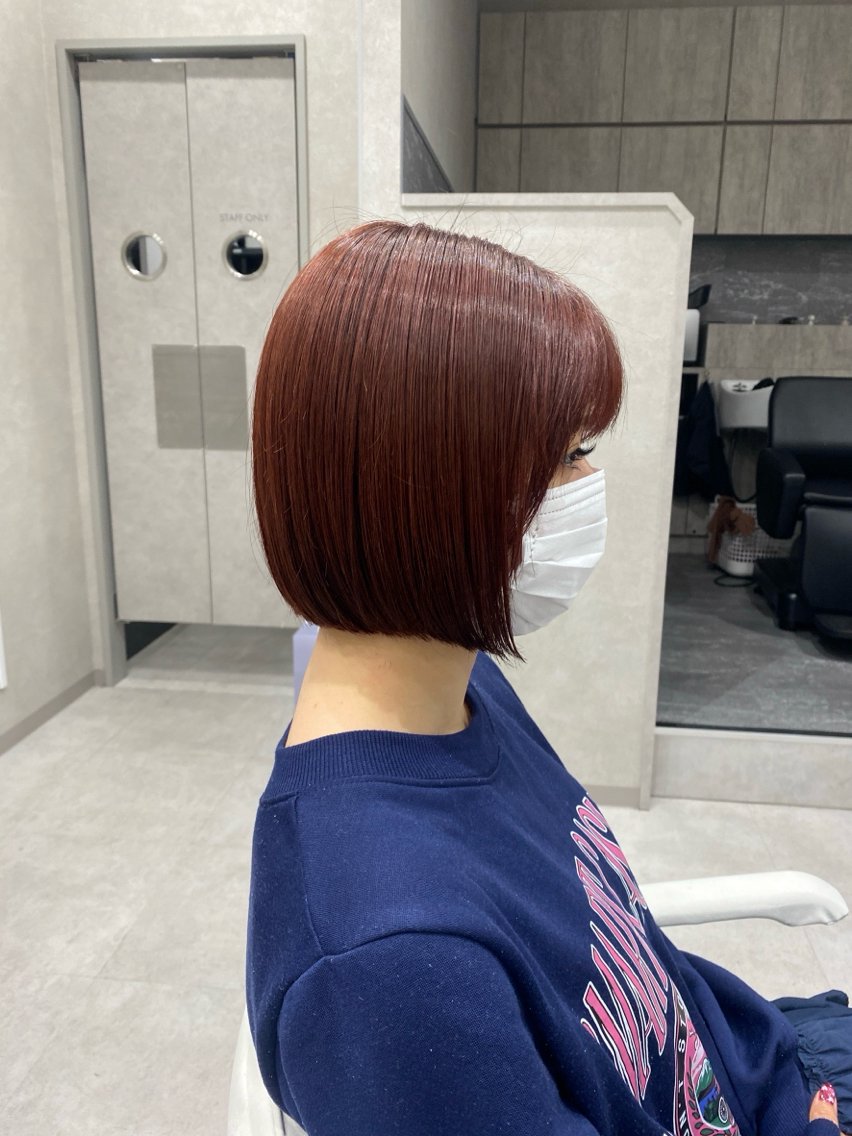 ショート ボブ 縮毛矯正 縮毛矯正 トリートメント 大川 夏緑のヘアスタイル