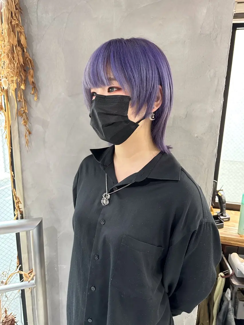 ミディアム カラー ウルフカット ウルフ レイヤー パーマ🪐MANAのヘアスタイル