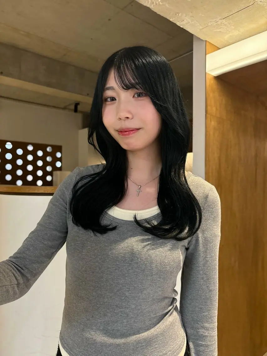 ロング カラー 黒髪 ブルーカラー ブルーブラック ヘアカラー 名駅/透明感カラー /masaki⠀のヘアスタイル