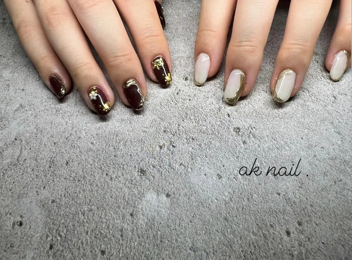 ミディアム ネイル ハンドネイル ak nail .のネイルデザイン