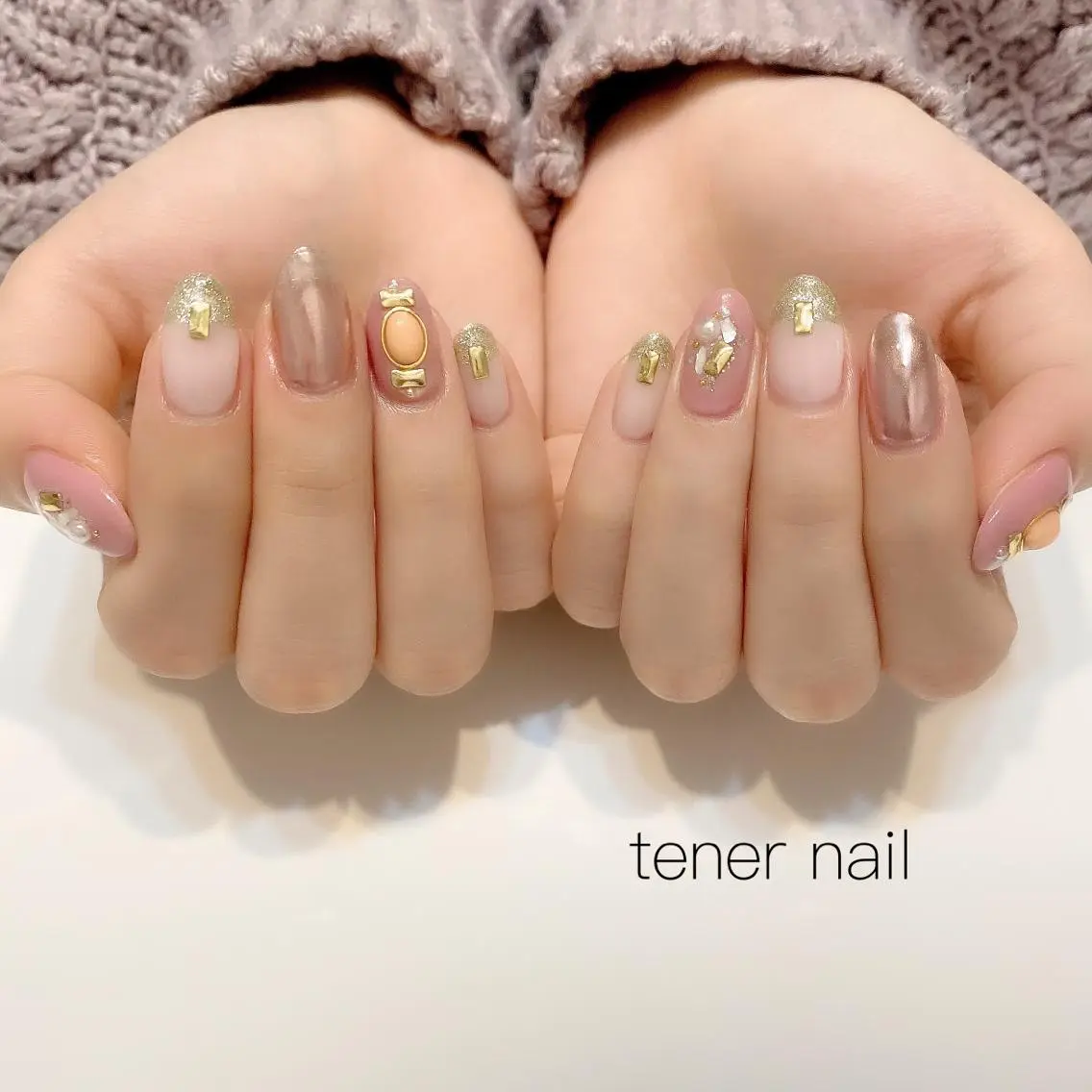 ネイル ミラーネイル ピンク テネルネイル tener nailのネイルデザイン