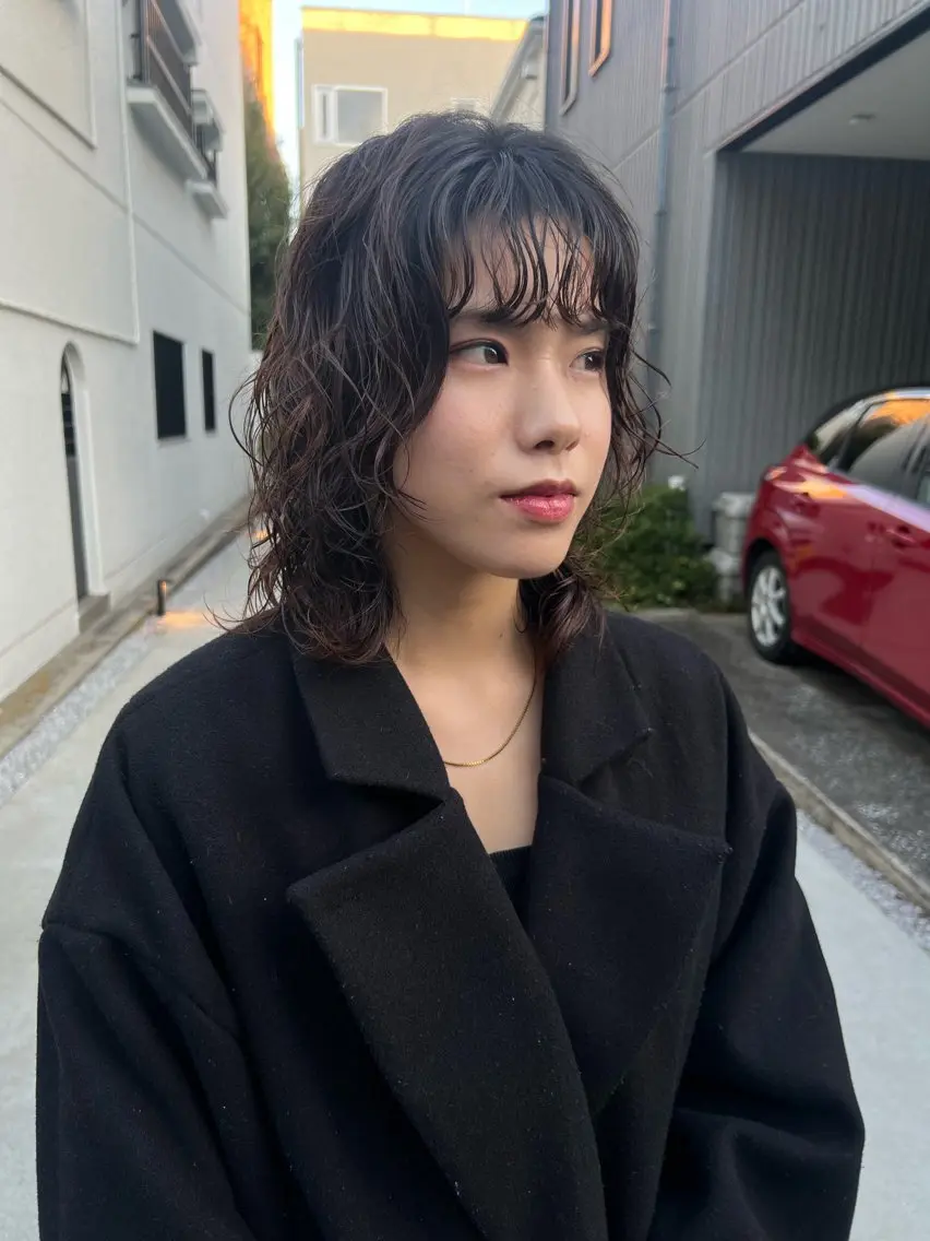 ミディアム パーマ ミディアムパーマ ウルフカット 🪐ナチュラルモード ヘア🪐honokaのヘアスタイル