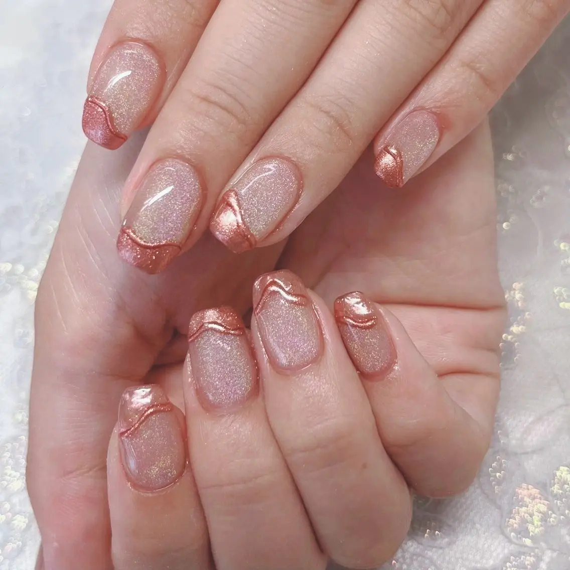 ネイル フラッシュネイル ラメ(グリッター) ミラーネイル ニュアンスネイル シンプルネイル ハンドネイル Nail lieNのネイルデザイン
