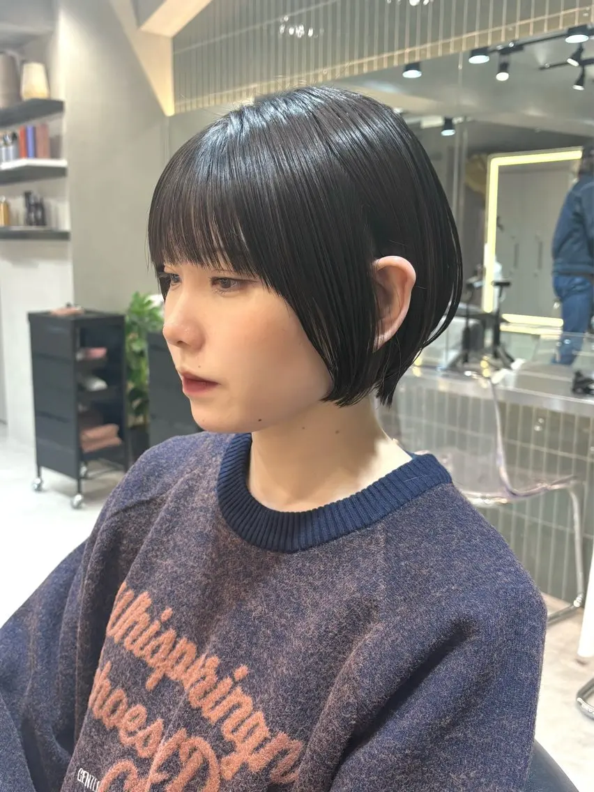 ショート カット ヘアカラー トリートメント オリーブベージュ/ボ ブ縮毛矯正たまき🧡のヘアスタイル