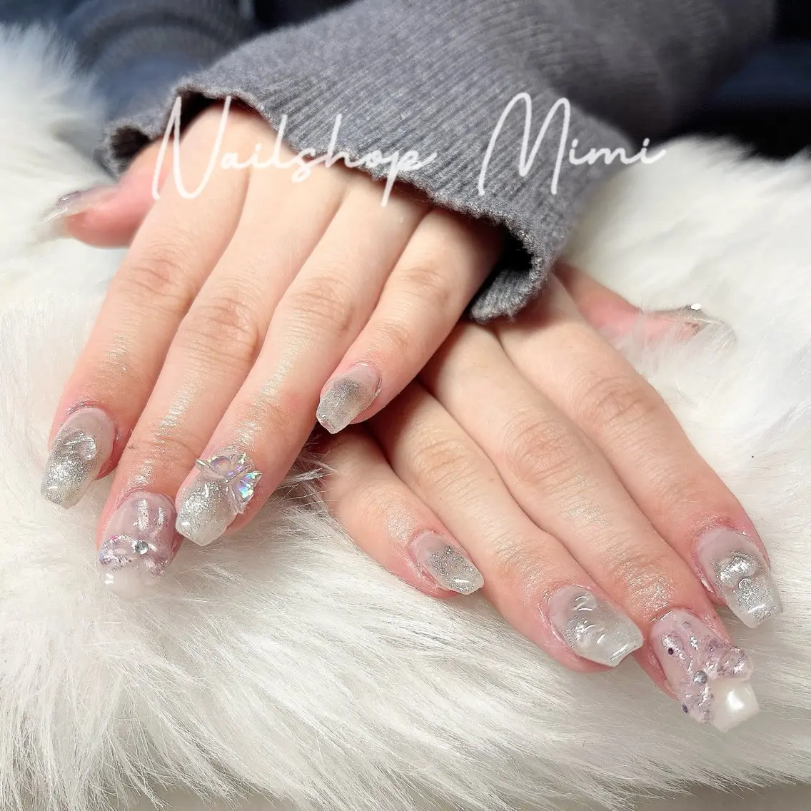 ネイル チークネイル グラデーション ハート 韓国ネイル マグネットネイル ハンドネイル Nailshop Mimiのネイルデザイン