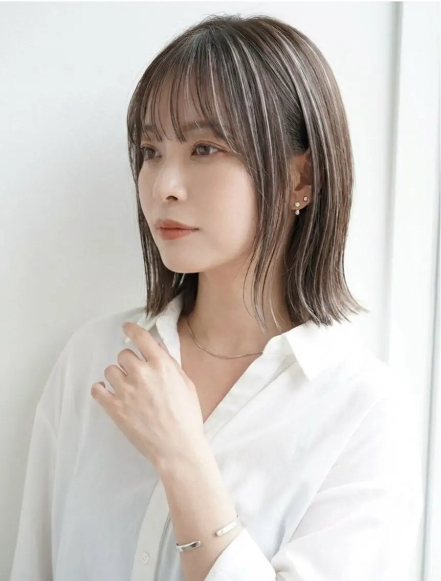 ミディアム カラー ハイライトカラー ボブ ハイライト カット ヘアカラー ショートカット×メ ンズ特化✂︎長妻のヘアスタイル