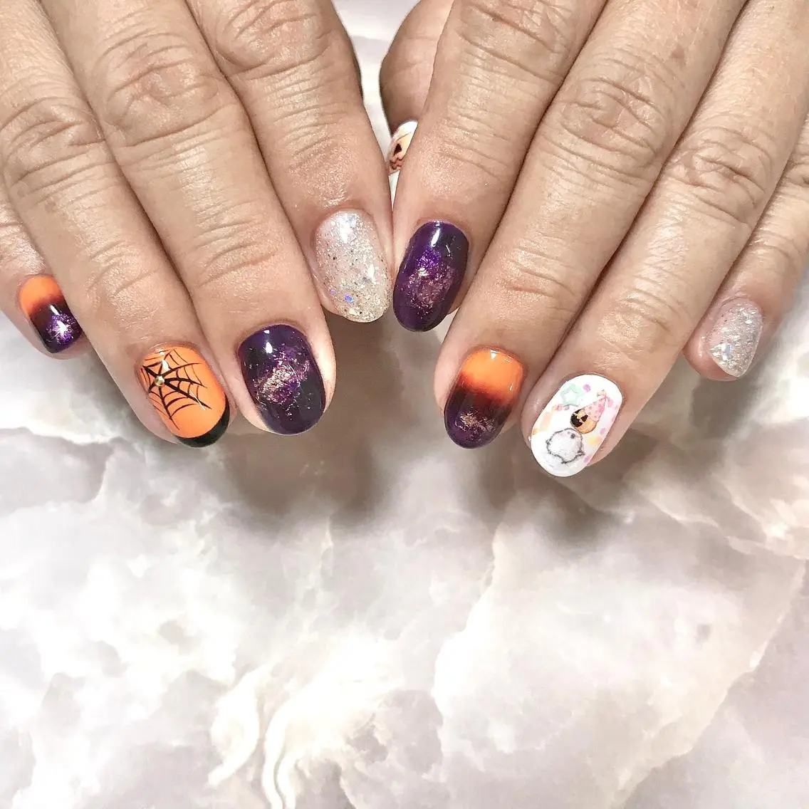ネイル アートネイル グラデーション ハロウィン ニュアンスネイル ワンカラーネイル ステラ marikominoのネイルデザイン
