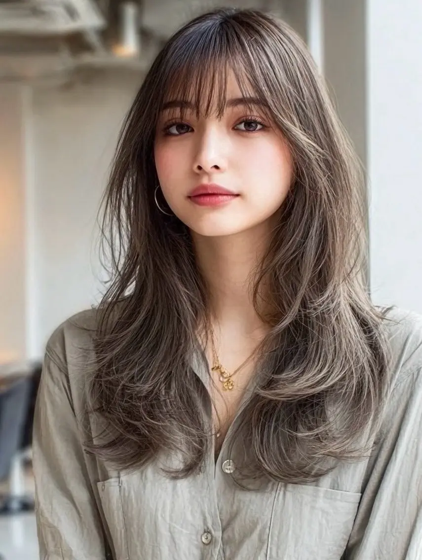 ロング 縮毛矯正 絶対綺麗な暖色カラー 🎯あります✨増渕✨のヘアスタイル