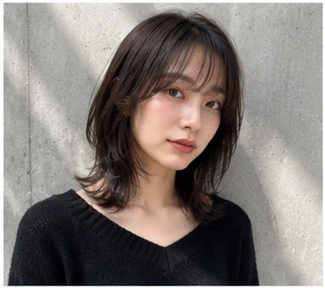 ミディアム カラー パーマ カット ヘアカラー トリートメント 透明感カラー レイヤー/コウスケのヘアスタイル