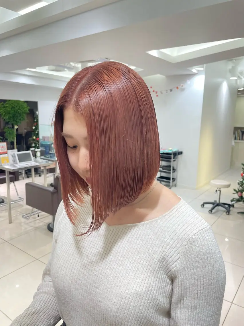 ミディアム カラー ベージュカラー ブリーチ ピンクカラー ピンクベージュ 小池 夏生のヘアスタイル