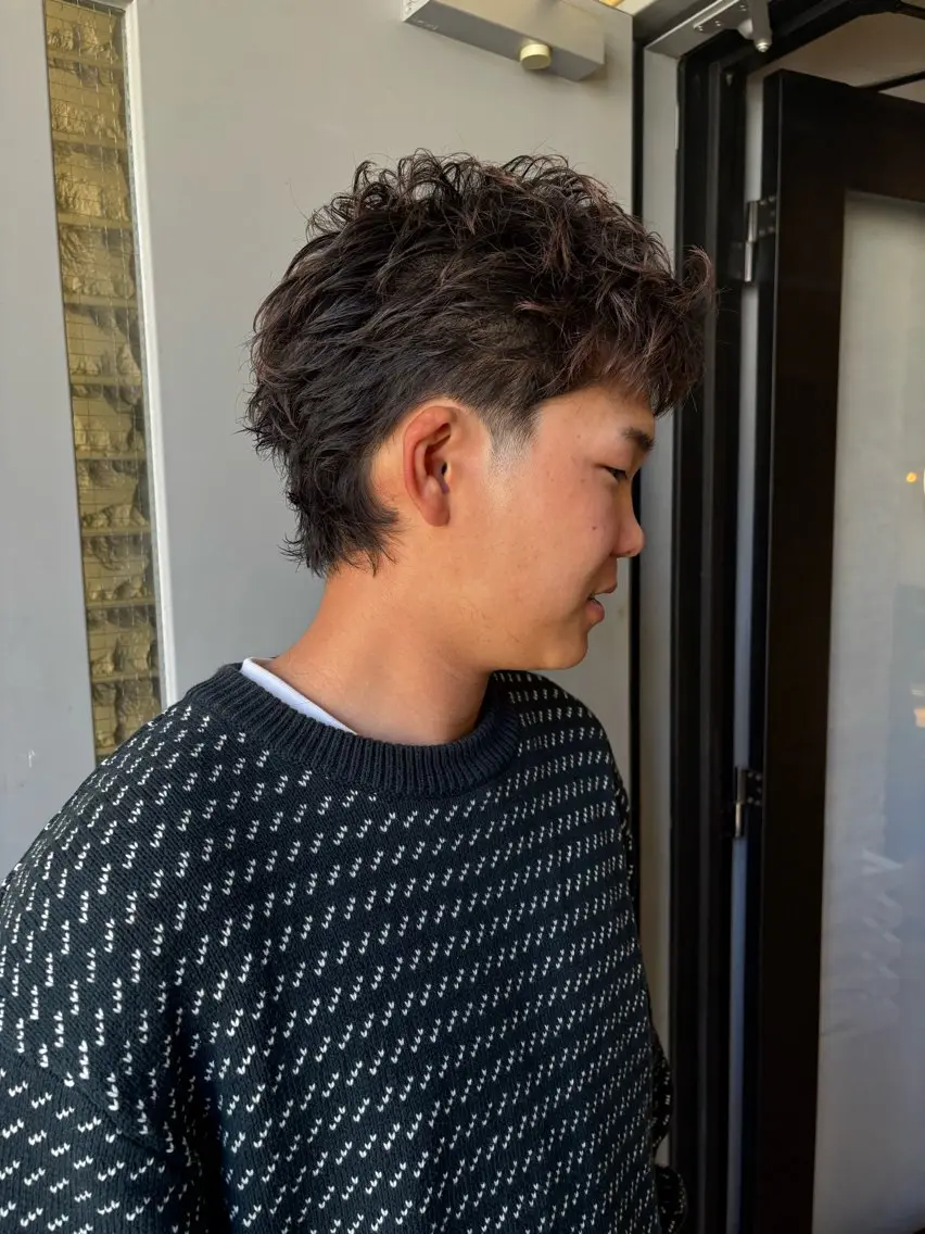 ミディアム カラー パーマ メンズ カット メンズ特化 荻窪シュウタロウのヘアスタイル