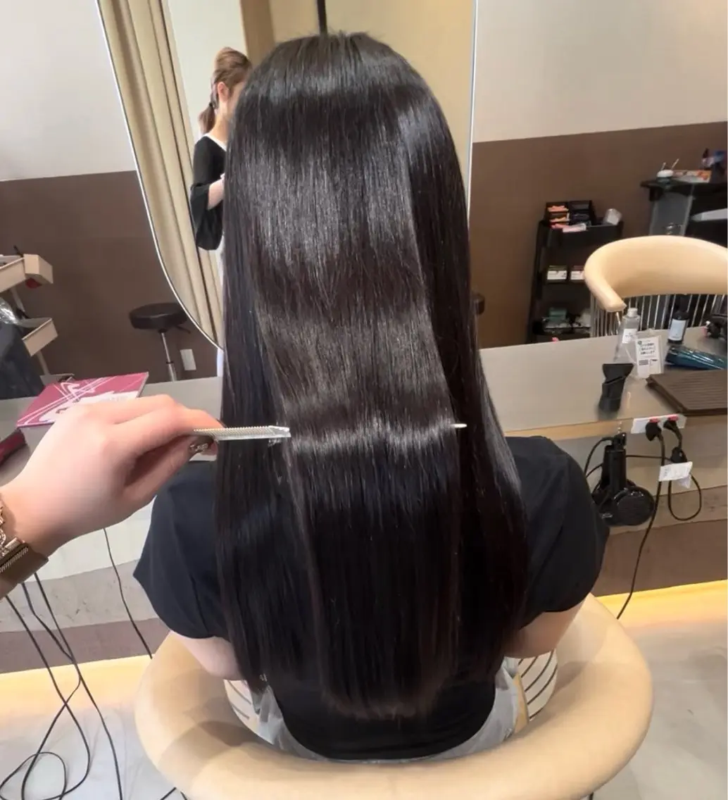 ロング 縮毛矯正 阿部野 明優梨のヘアスタイル