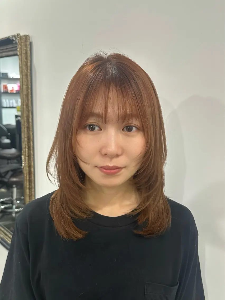 ミディアム ハッシュカット カット ヘアカラー 岡崎/レイヤーカット ／縮毛矯正/美髪のヘアスタイル