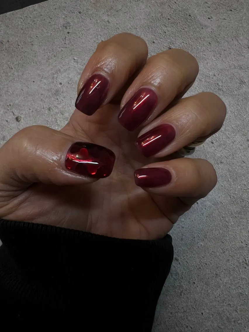 ネイル ハート ミラーネイル Ri.nail オクマトモカのネイルデザイン