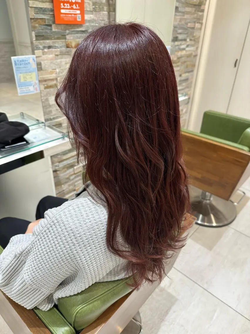 ロング カラー ピンクカラー ピンクパープル パープルカラー ヘアカラー 若林 美由希のヘアスタイル
