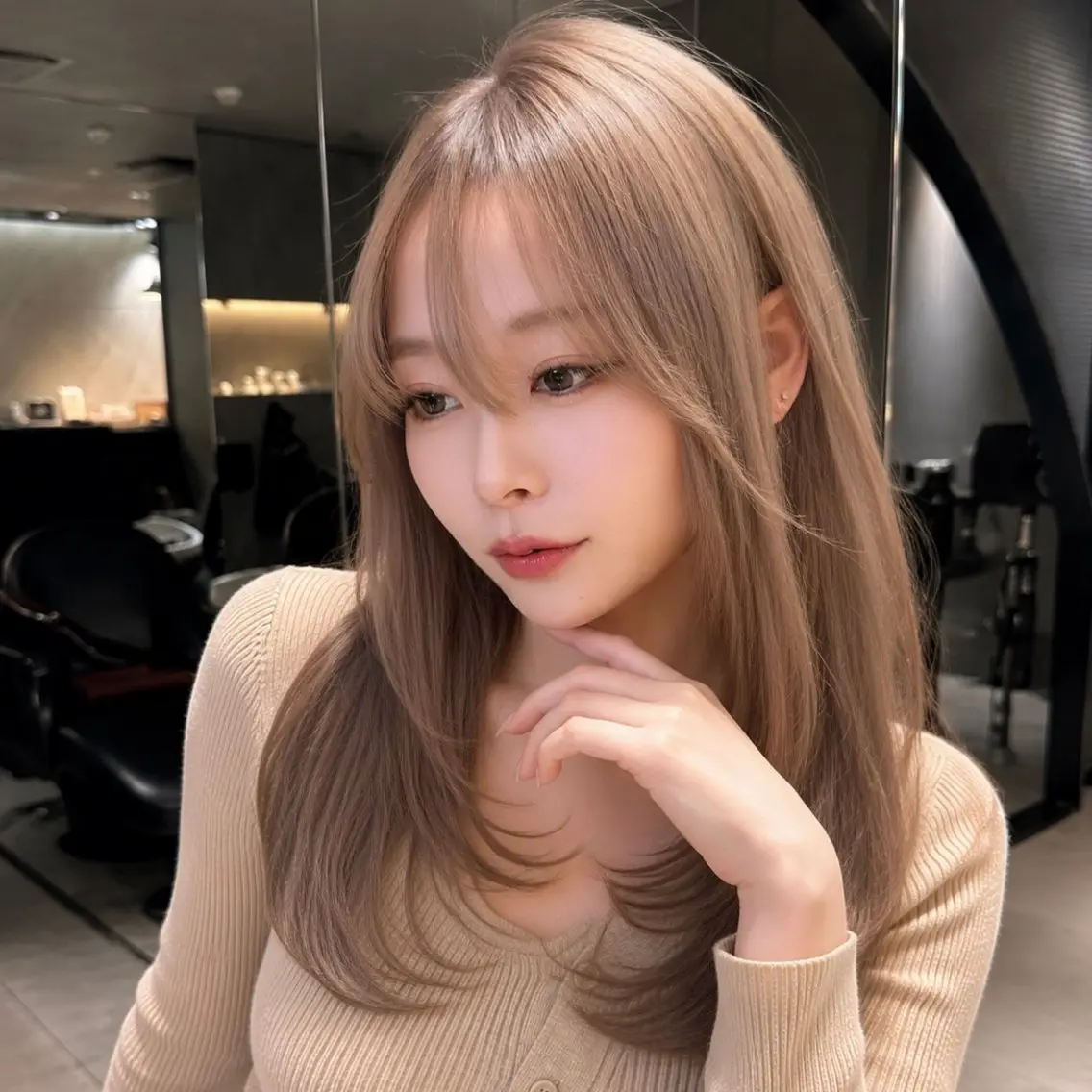 セミロング カラー カット ヘアカラー トリートメント ❣️韓国/レイヤー/ 透明感カラー/まさのヘアスタイル