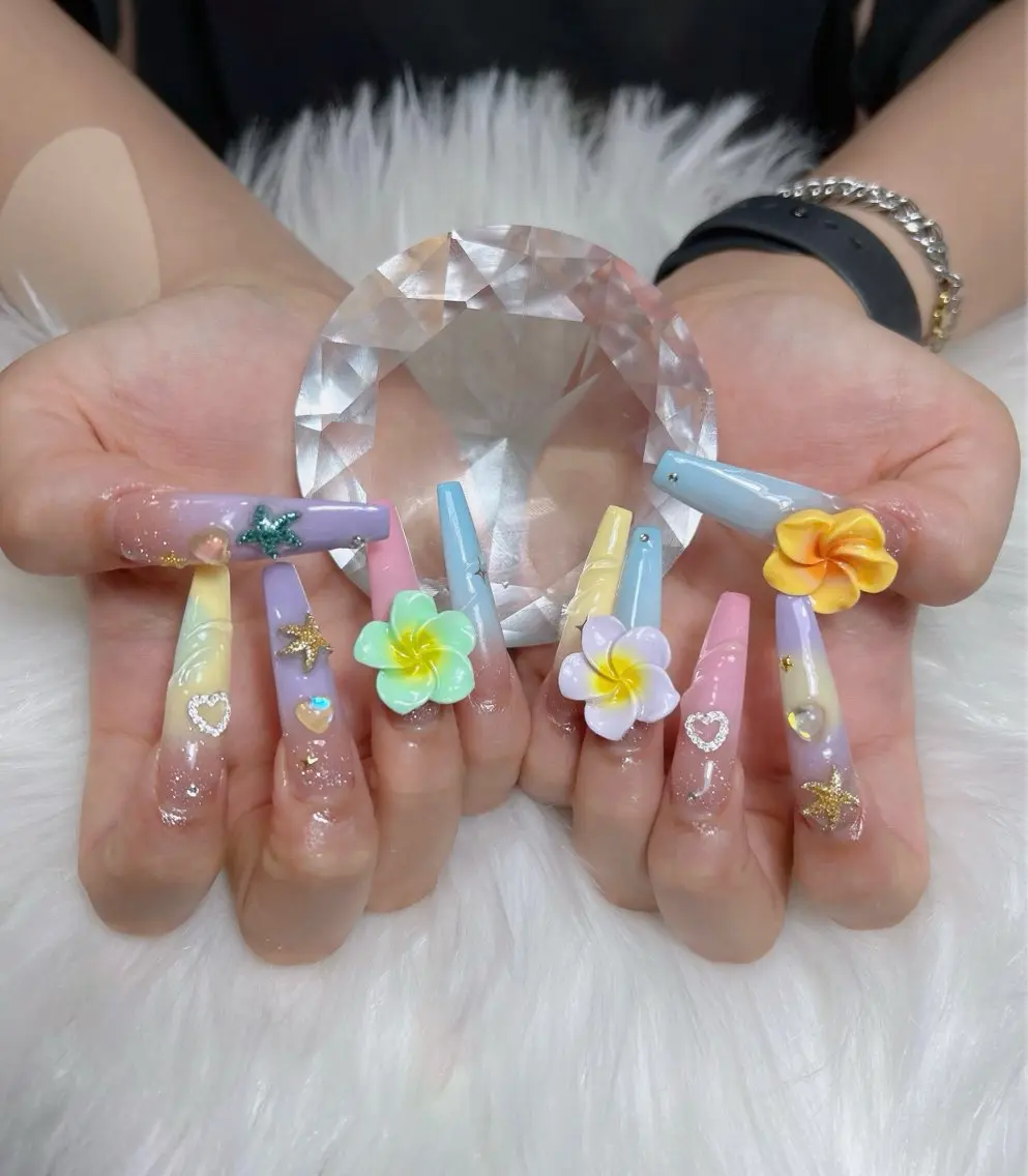 ネイル アートネイル オーロラネイル チークネイル 長さ出し フットネイル Chan nailsのネイルデザイン
