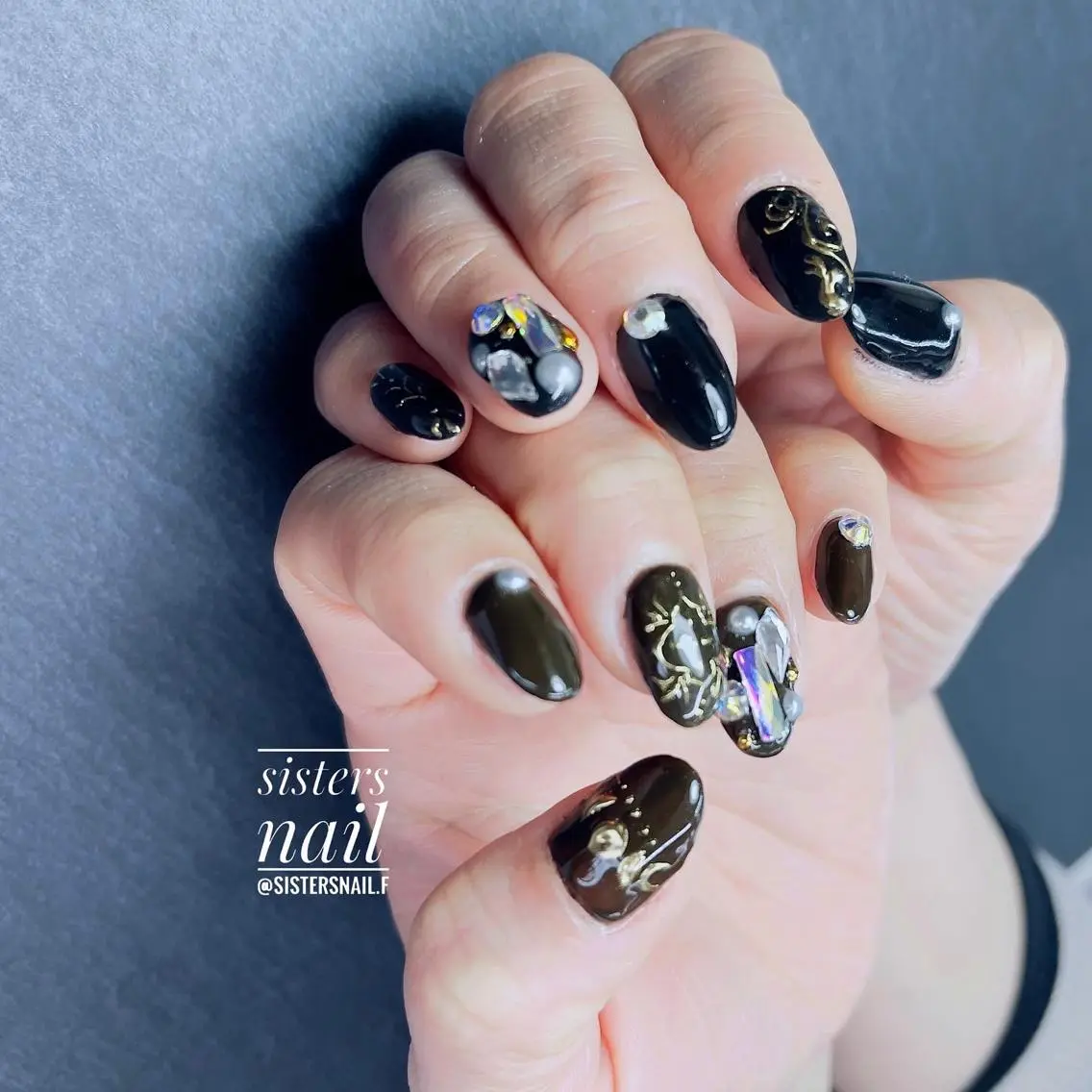 ネイル アートネイル ジェルネイル ミラーネイル 冬ネイル sisters nail.fのネイルデザイン