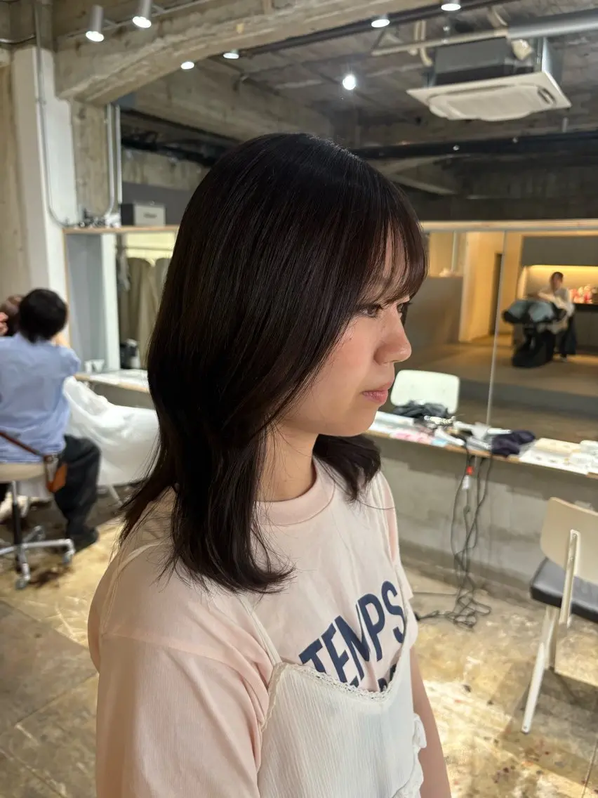 ミディアム カラー 透明感カラー グレージュ オレンジ ヘアカラー 玉置七海✨ /透明感/髪質改善のヘアスタイル