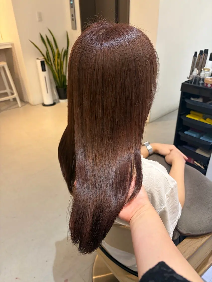 ロング ヘアカラー トリートメント ✨色持ちの良い艶 カラー✨蟹江真世のヘアスタイル