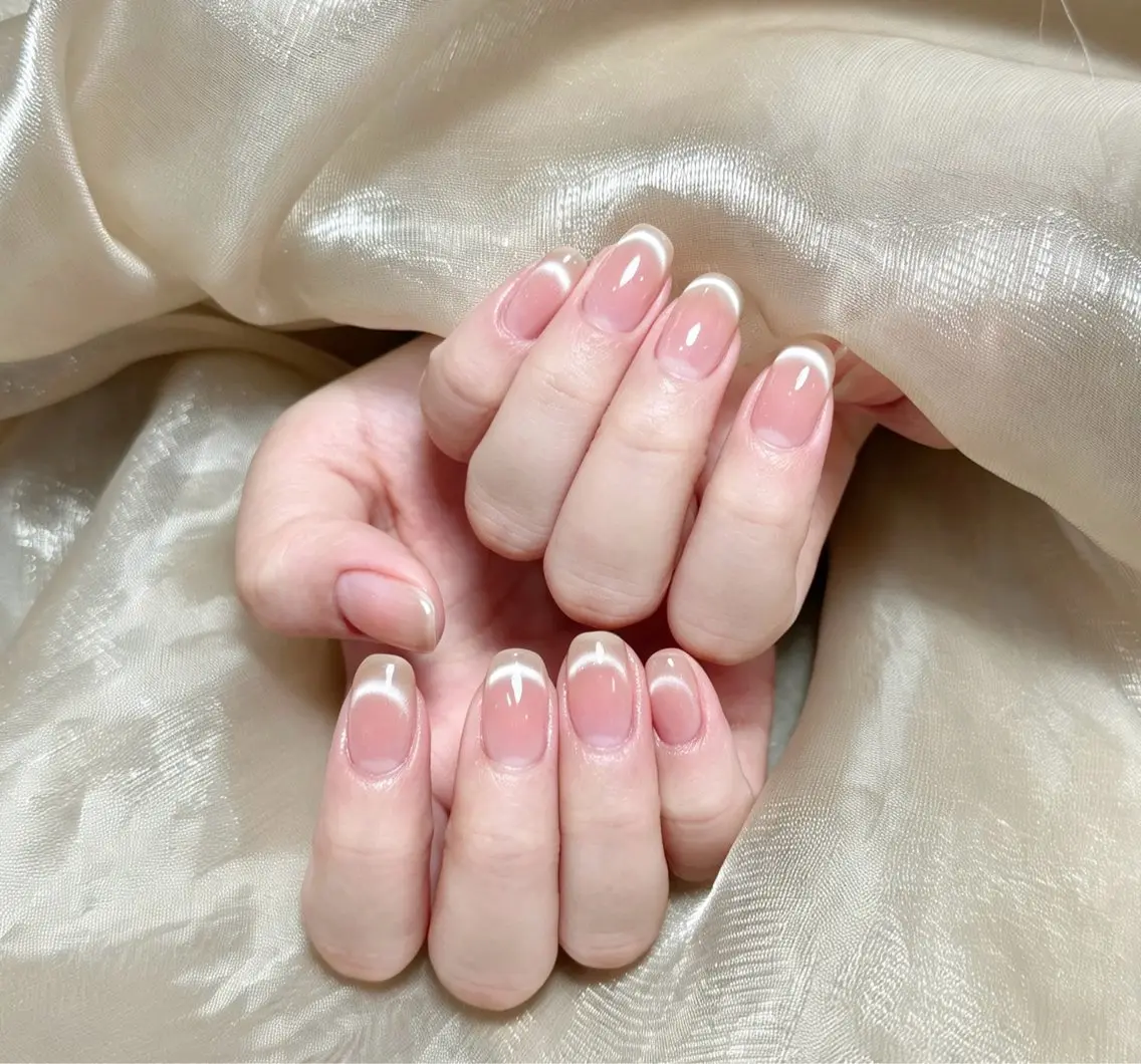 ネイル チークネイル 長さ出し フレンチネイル ジェルネイル 韓国ネイル ハンドネイル Lucky Nail Salon❶のネイルデザイン