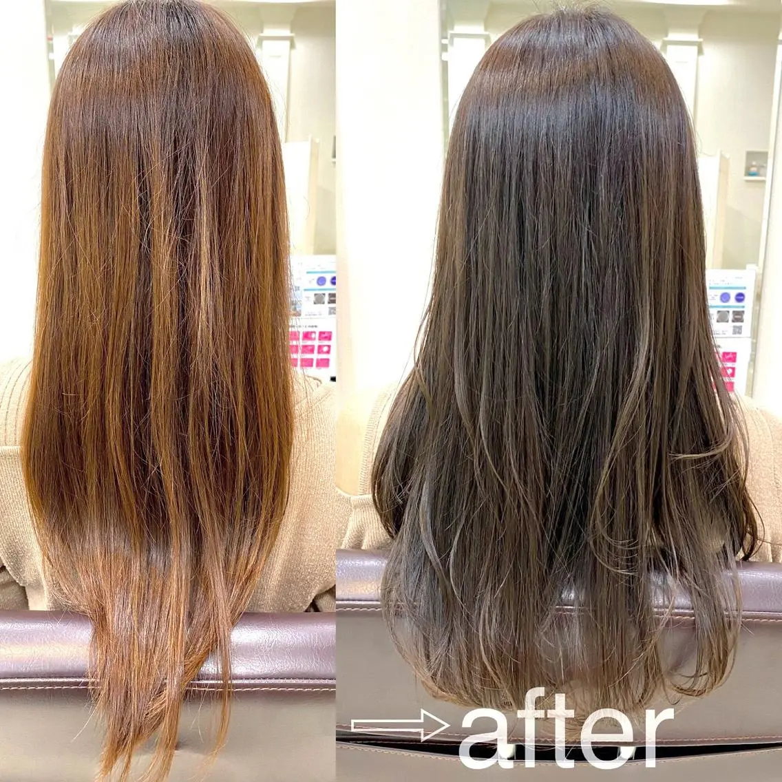 セミロング カラー アッシュ 菜 摘のヘアスタイル