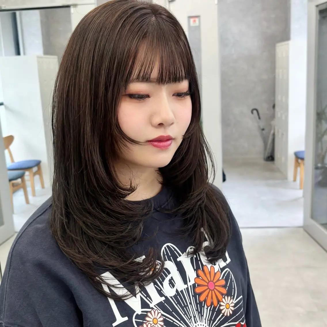 セミロング カラー ヘアカラー トリートメント NUMBER_ ユイナのヘアスタイル