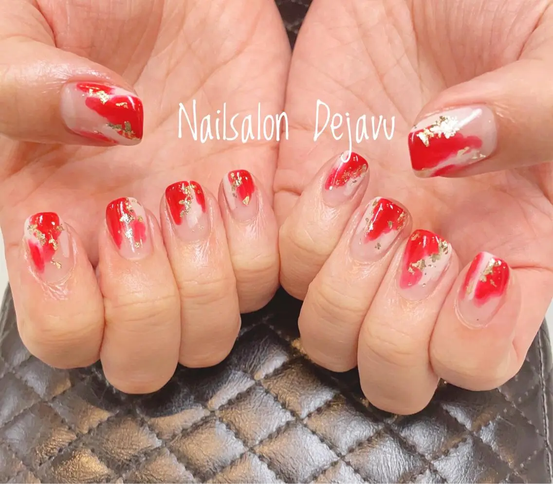 ネイル 赤色 ハンドネイル Nailsalon Dejavuのネイルデザイン