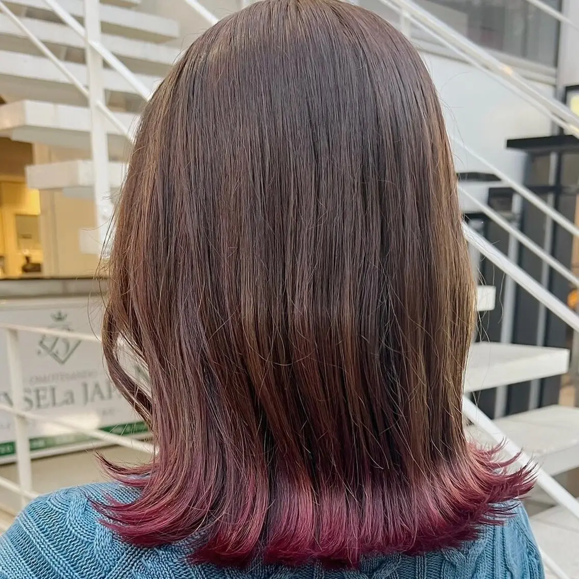 ミディアム カラー ブリーチ グラデーションカラー ハイトーンカラー 💖ブリーチ/暖色 𝐘𝐮𝐢💖のヘアスタイル