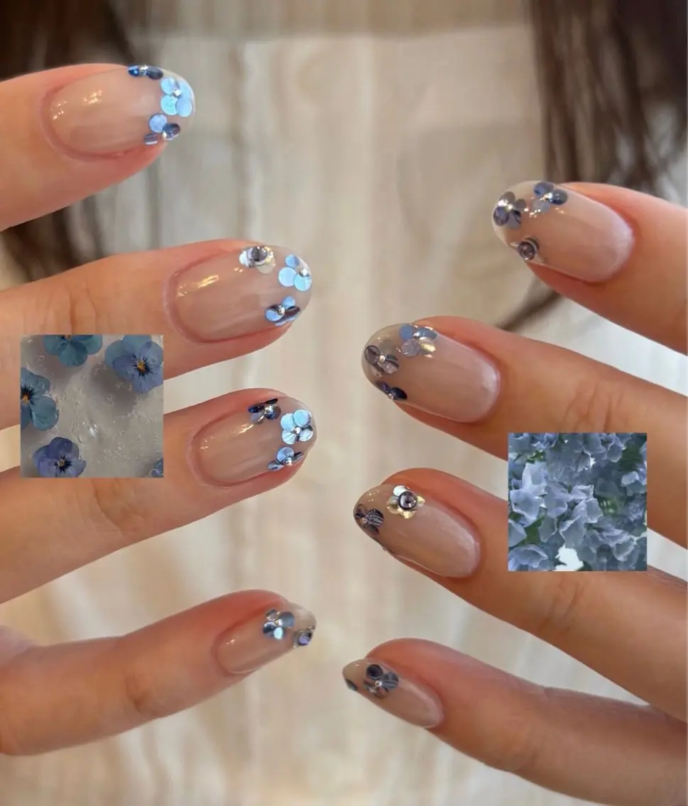 ネイル アートネイル オーロラネイル チークネイル フレンチネイル ガラスフレンチ ハンドネイル 🎀YooLi Nail salonのネイルデザイン