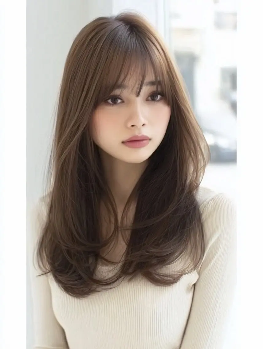 ロング 縮毛矯正 トリートメント 絶対綺麗な暖色カラー 🎯あります✨増渕✨のヘアスタイル