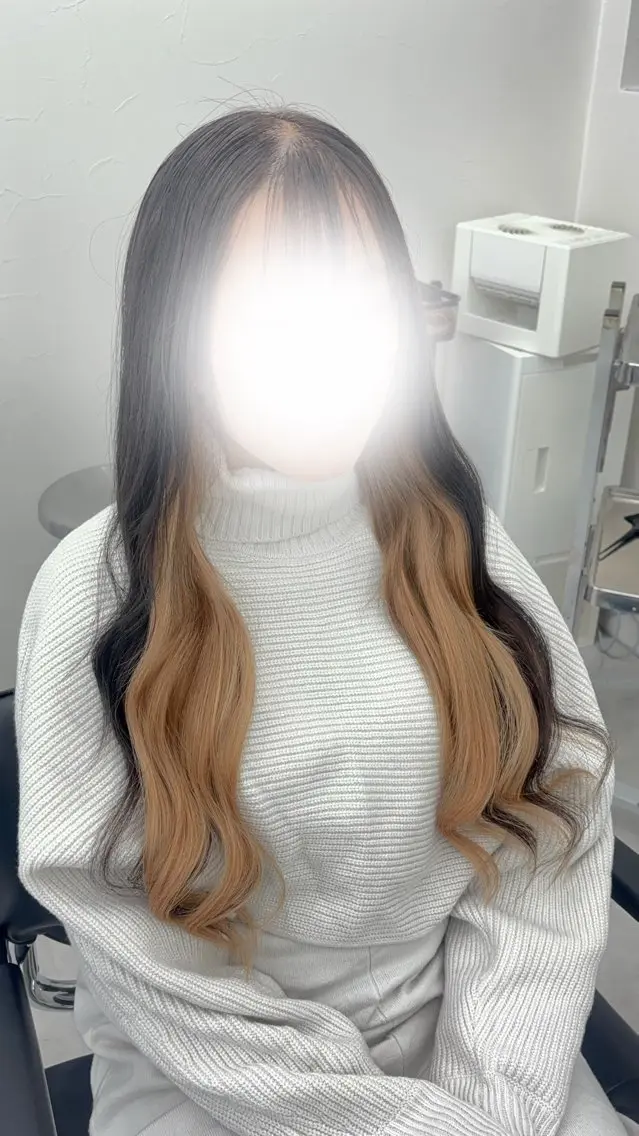 ロング カラー 羽エクステ/シール エクステ/横浜駅5分のヘアスタイル