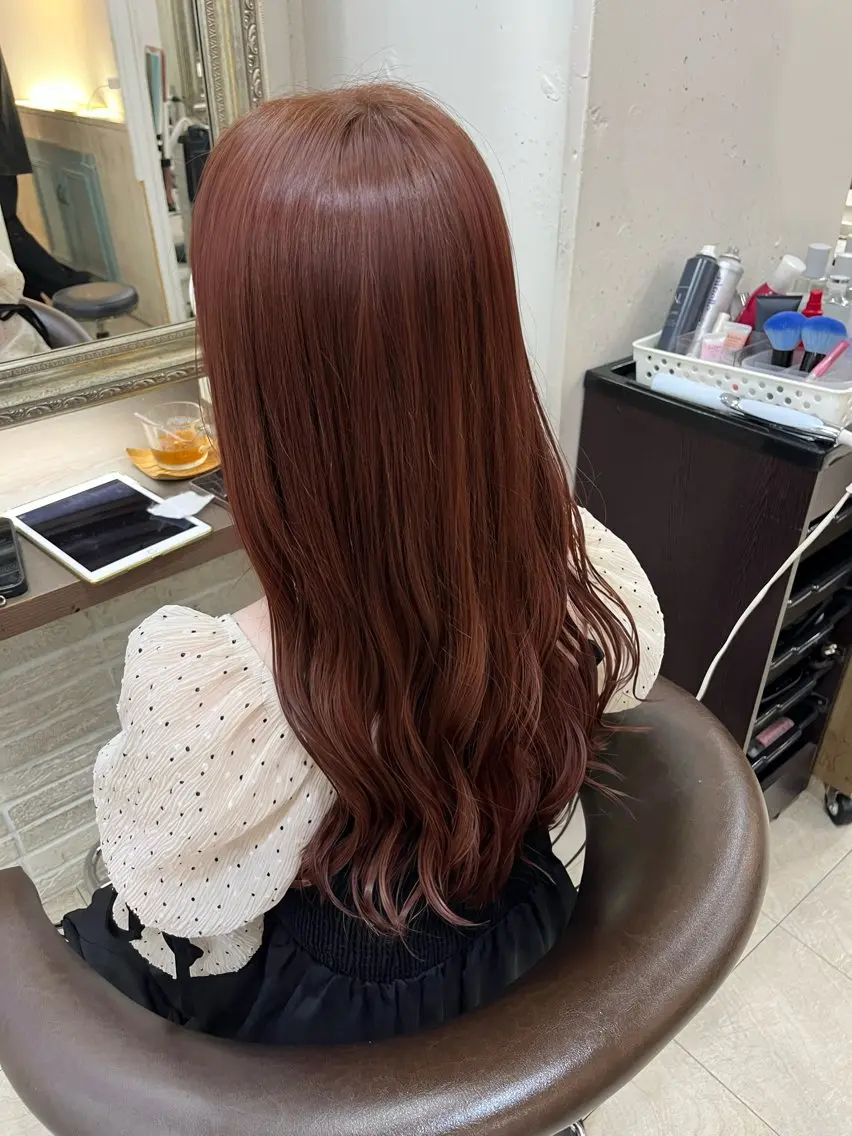 ロング ピンクブラウン ヘアカラー トリートメント 兒玉/艶カラー/ 髪のお悩み相談😌のヘアスタイル