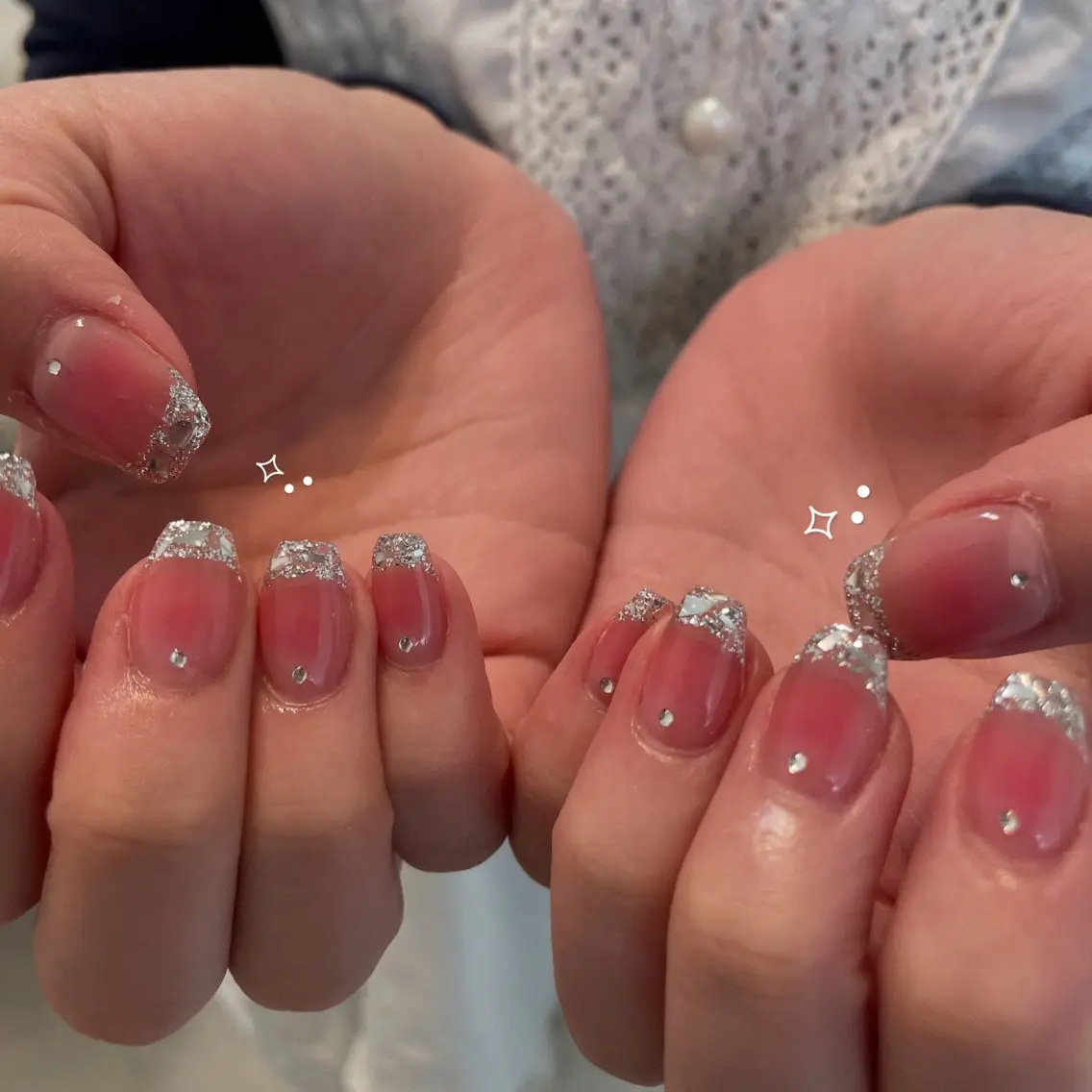 ネイル フレンチネイル ガラスフレンチ emu nail shionのネイルデザイン