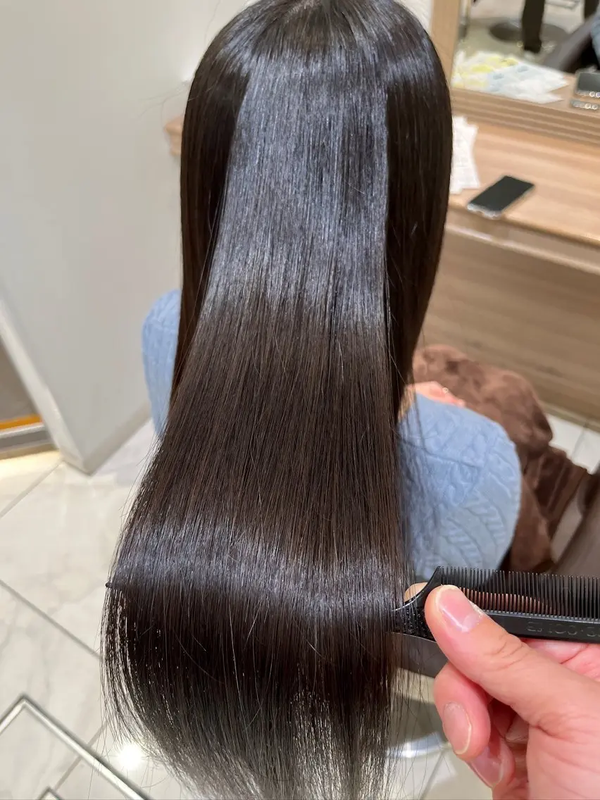 ロング カラー パーマ ヘアアレンジ 伸ばしかけ 縮毛矯正 ストレートパーマ カット 縮毛矯正 ✨レイヤー/ 透明感カラー✨冨永剛のヘアスタイル