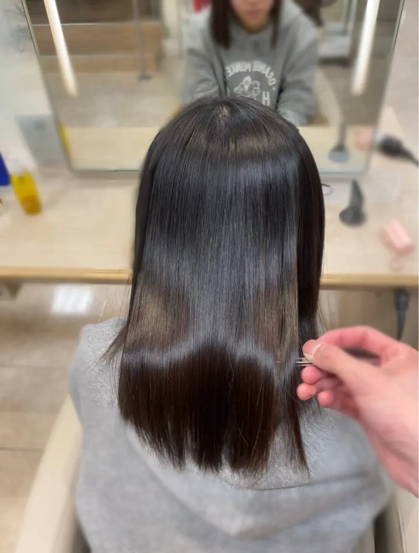ロング シャドウパーマ／骨格 矯正カット　トモキのヘアスタイル