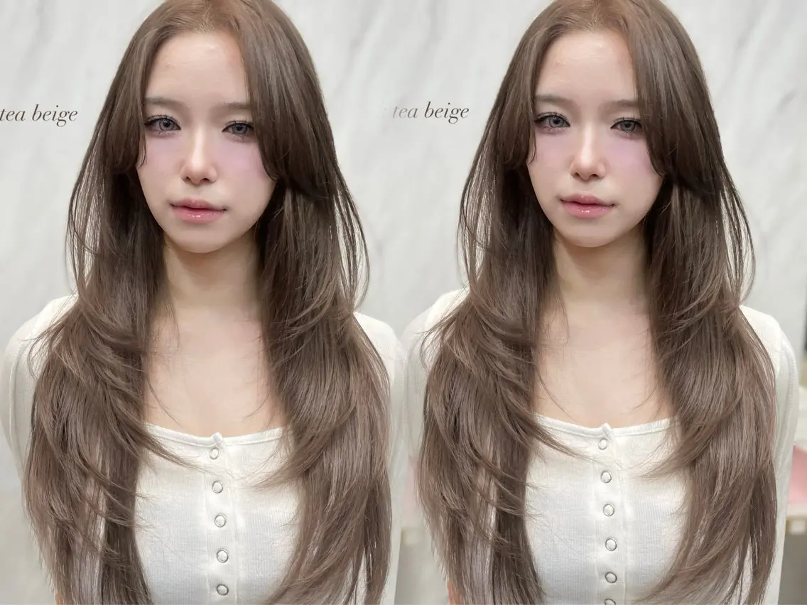 セミロング カット ヘアカラー MOE 福岡韓国ヘア✧︎のヘアスタイル