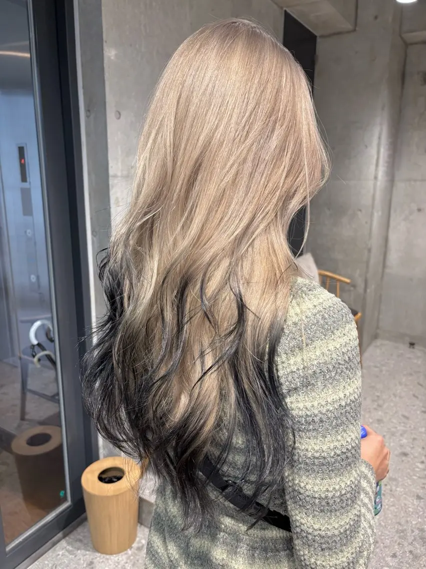 ロング カラー ベージュカラー 黒髪 ブリーチ ホワイトベージュ その他 ブリーチカラーレイヤ ーカット🦋annaのヘアスタイル
