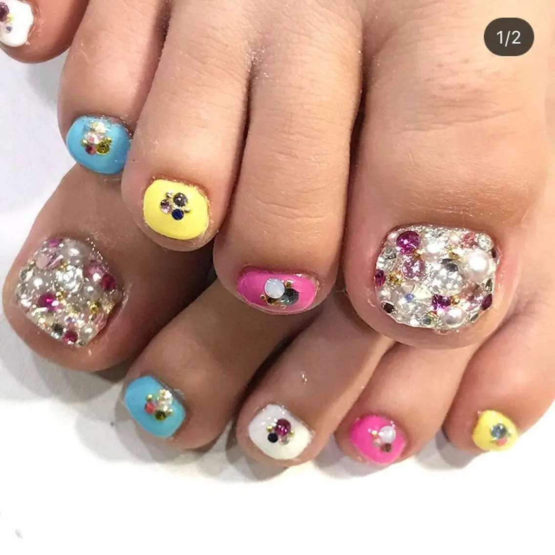 ネイル フットネイル 渋谷/チップ長さ出し 👑アプレgel-xのネイルデザイン