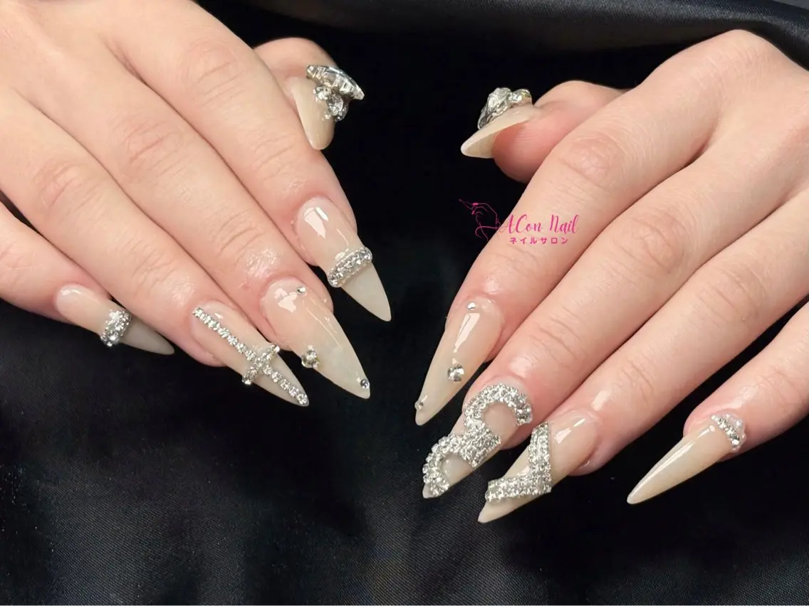ネイル 桜ネイル 長さ出し フラワーネイル フレンチネイル ジェルネイル ハンドネイル ACon NailSalonのネイルデザイン