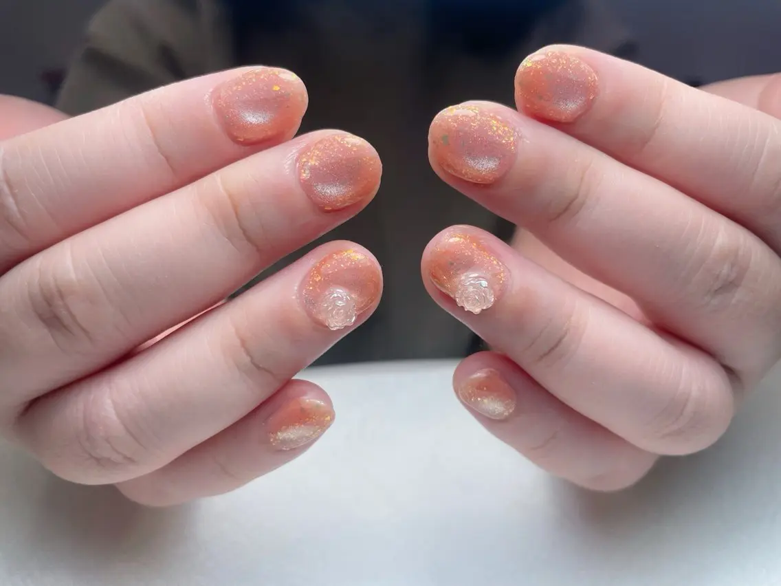 ネイル フレンチネイル ジェルネイル ガーリー ガラスフレンチ グラデーション 中野駅から2分 MEO NAILのネイルデザイン