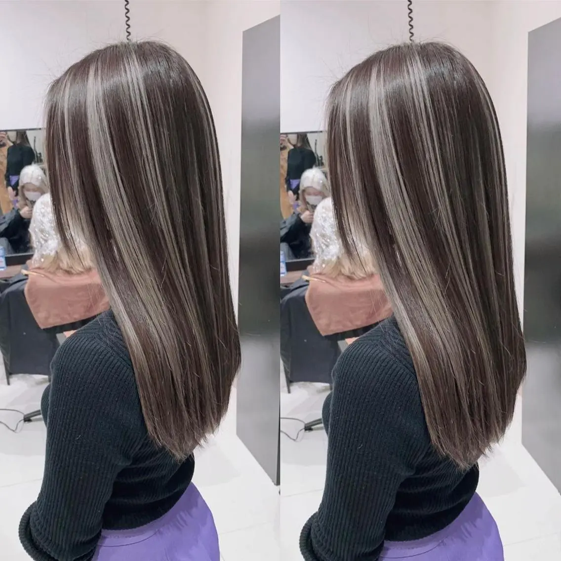 ロング カラー ブリーチ ケアブリーチ ハイライトカラー インナーカラー ハイライト ヘアカラー 福西 洋斗のヘアスタイル
