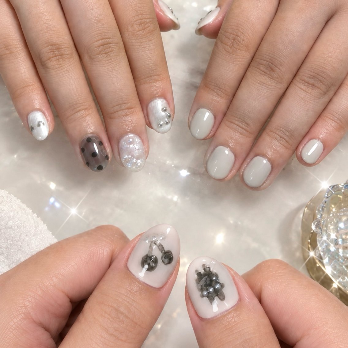 ショート ハンドネイル pas á pas 🩵💛minoriのネイルデザイン