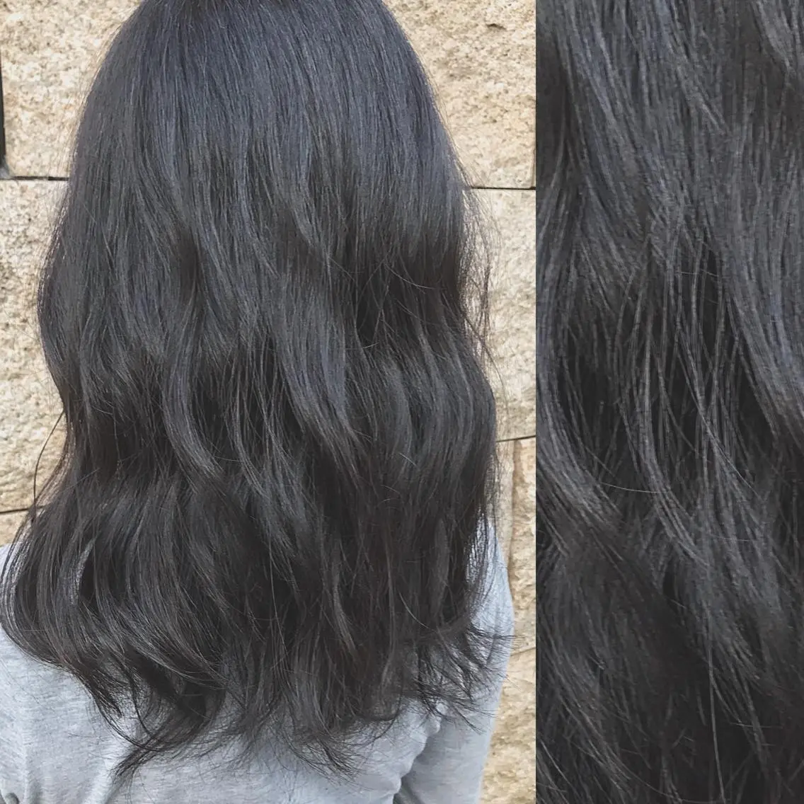 セミロング カラー 黒髪 ブルーカラー ブルーブラック イルミナカラー 上條 航平のヘアスタイル