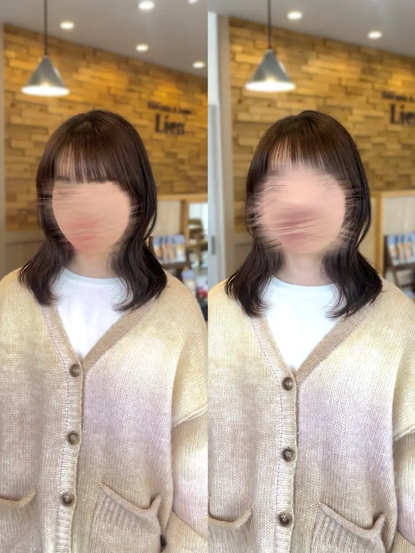 ミディアム くびれヘア 顔まわりレイヤー 顔周りカット 髪質改善 韓国風ヘア 宮本 楓のヘアスタイル