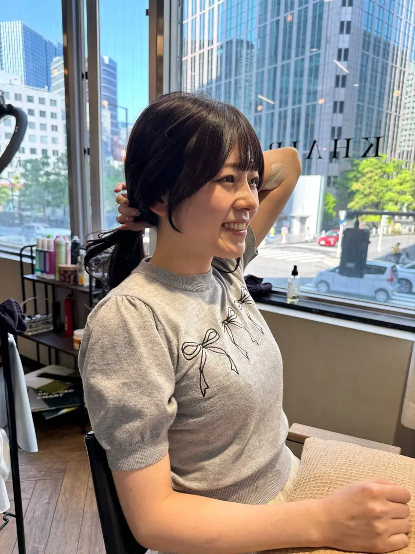 セミロング カット トリートメント 檜谷 晴　顔周りカットのヘアスタイル