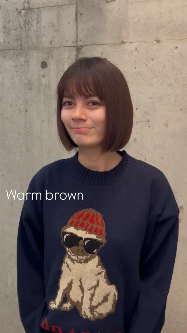 ミディアム カラー カット ヘアカラー トリートメント 似合わせカット暖色 カラーhiyonaのヘアスタイル